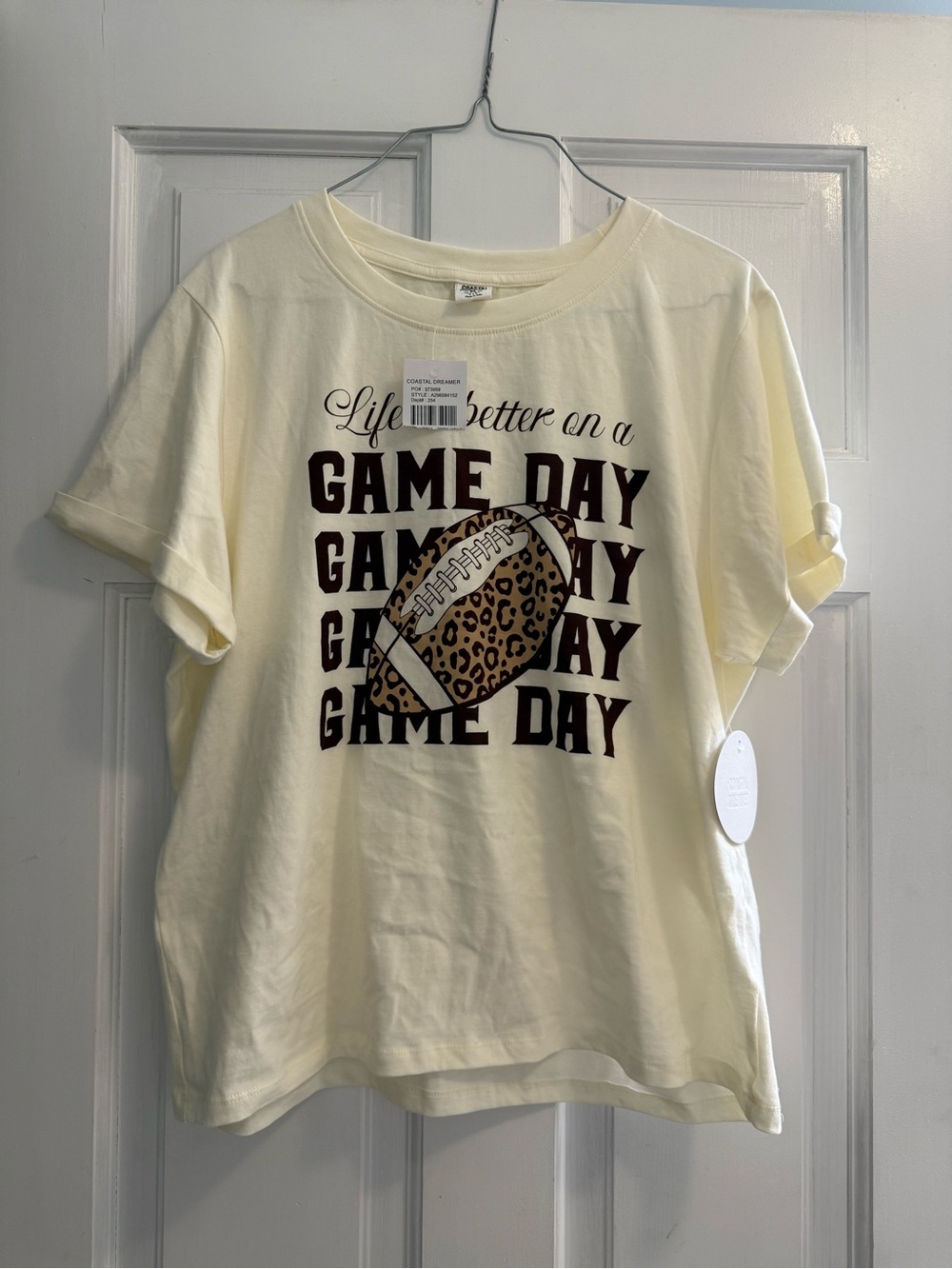 NWT - Game Day Leopard Football Tee - Cream
